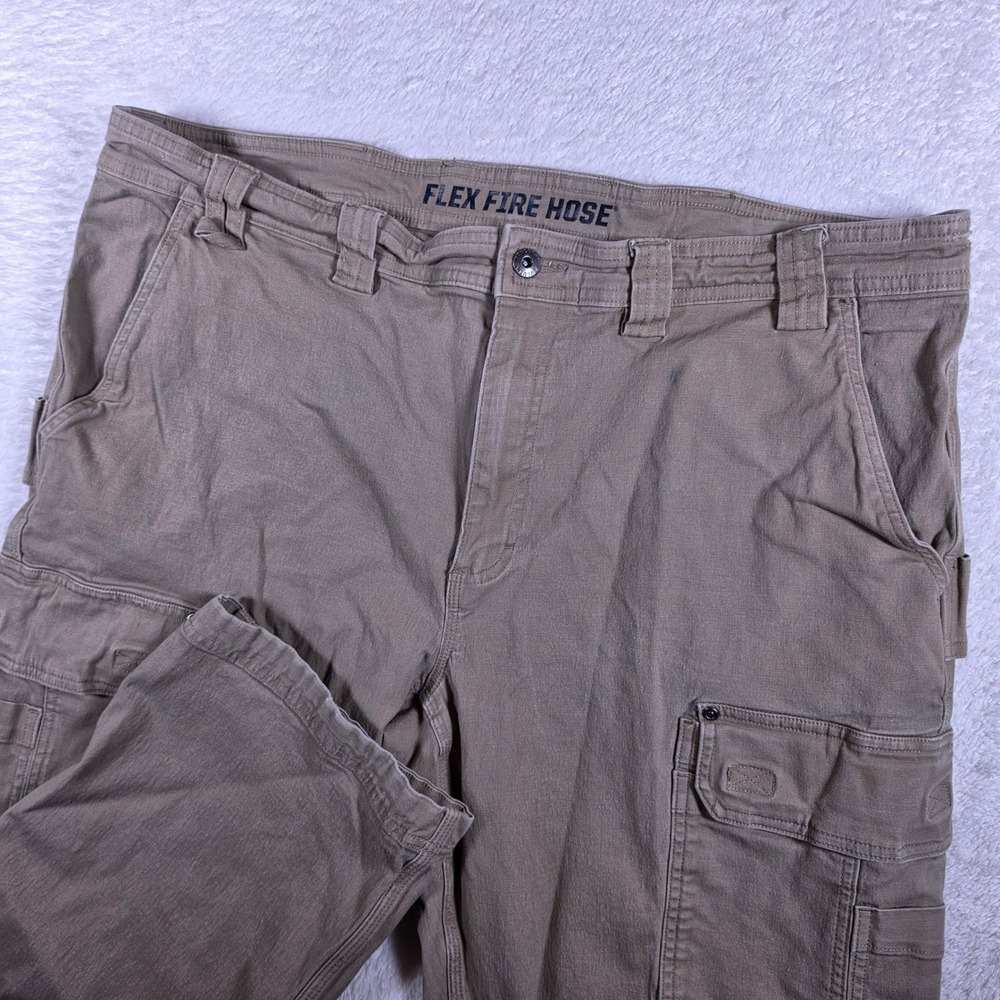 Duluth Trading Co Flex Fire Hose Mens 42x28 Beige Cargo Pants 3237-118 Relaxed